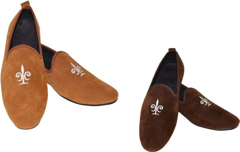 Stylish Combo Pack of 2 Velvet Casual Loafer Shoes For Men Loafers For Men  (Brown)