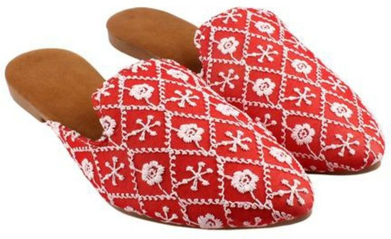 Ethnic Mule For Women  (Red)
