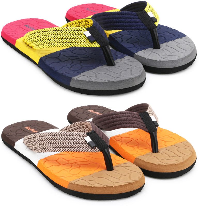 2 Pairs| EVA| Ultralightweight| Premiun| Comfort| All Seasons Trendy|Slippers Slippers  (Multicolor 8)