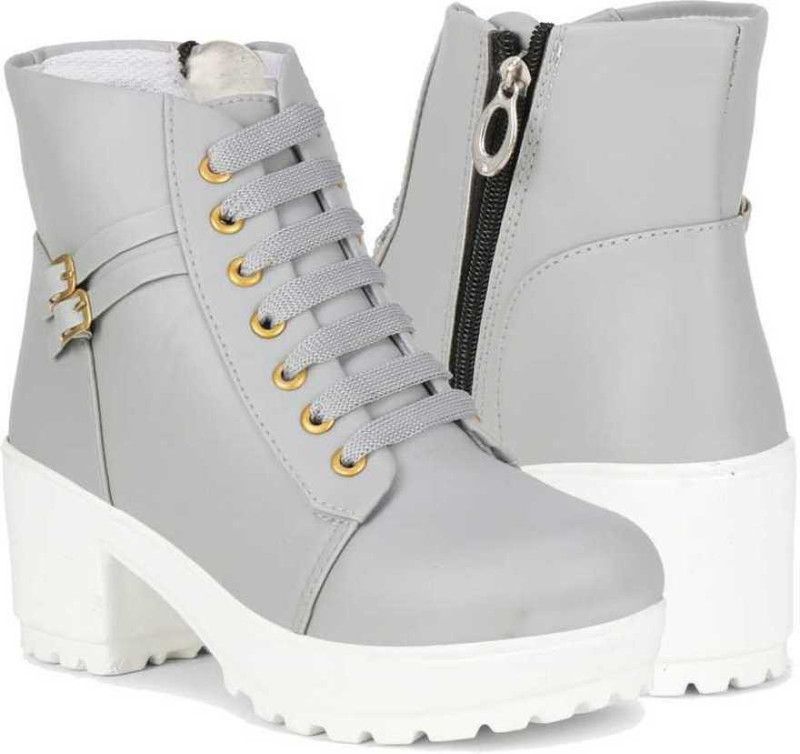 Fashionable Ankle Length Boot Jeans Shoe Boot for Women/Girl's Boots For Women Boots For Women  (Grey)