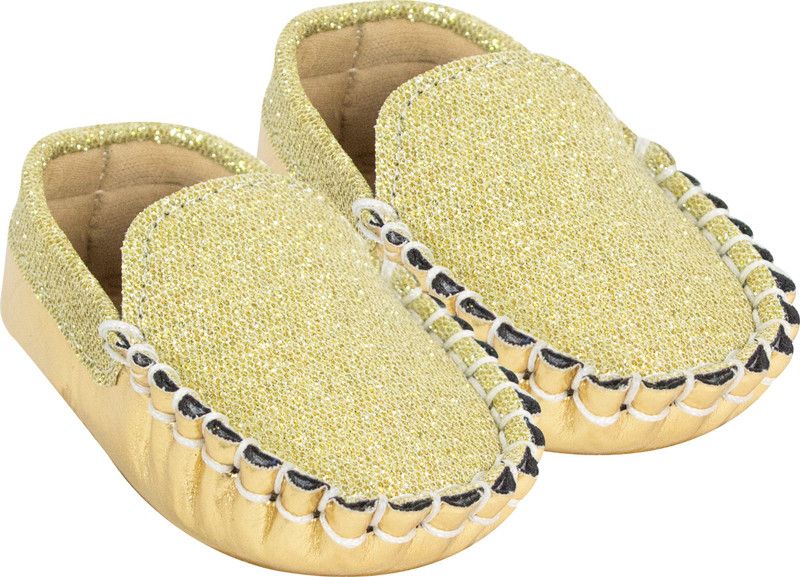 Neska Moda 6 To 9 Months Baby Boys Synthetic Leather Baby Loafer Booties  (Toe to Heel Length - 12 cm, Gold)