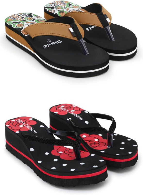 Flip Flops  (Brown, Red 8)