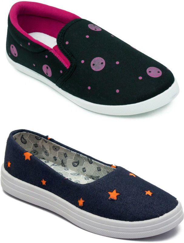 Slip On Sneakers For Women  (Blue, Black)