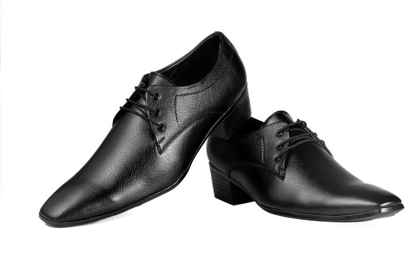 Height Increasing Formal Men Shoes, Leather Derby Lace-up Shoes For Men Lace Up For Men  (Black)