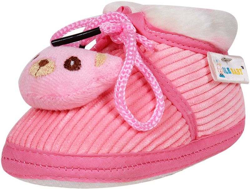 OLE BABY Booties  (Toe to Heel Length - 13 cm, Pink)