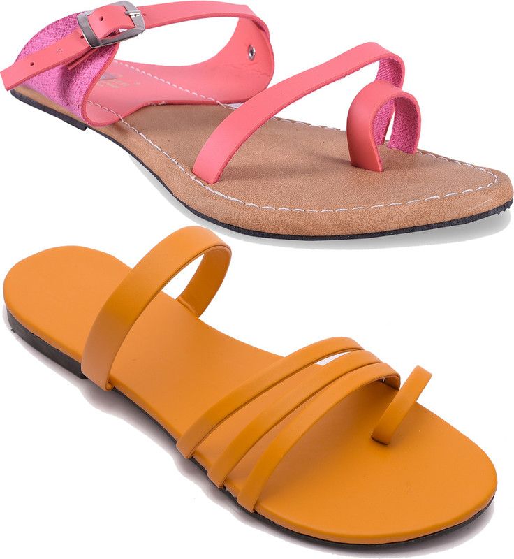 Women Pink, Yellow Flats