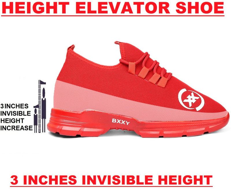 Men's All New 3 Inch Hidden Height Increasing Sports Running Shoes Running Shoes For Men  (Red)