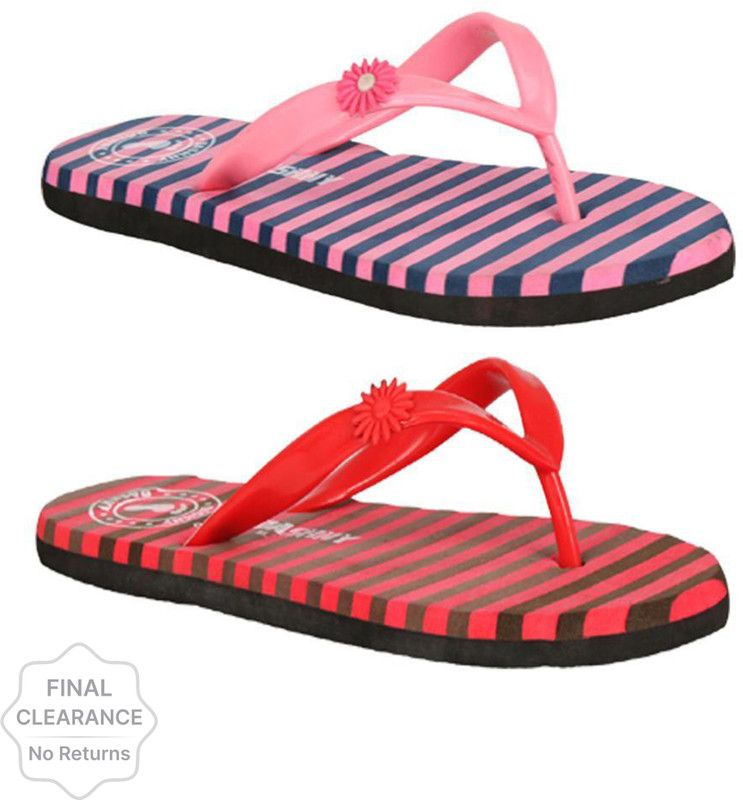 Women Printed Multicolor-(Combo pack of 2) stylish indoor/outdoor Flip Flops  (Multicolor 5)