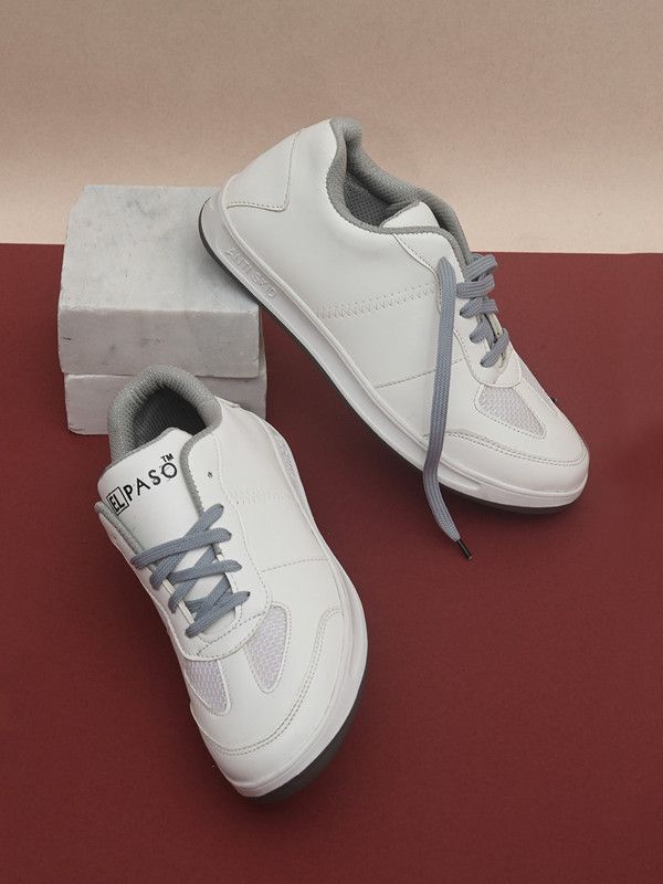 EL PASO Men's White Faux Leather Casual Laceup Sneakers Sneakers For Men  (White)