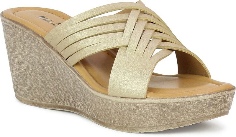 Women Gold Wedges Sandal