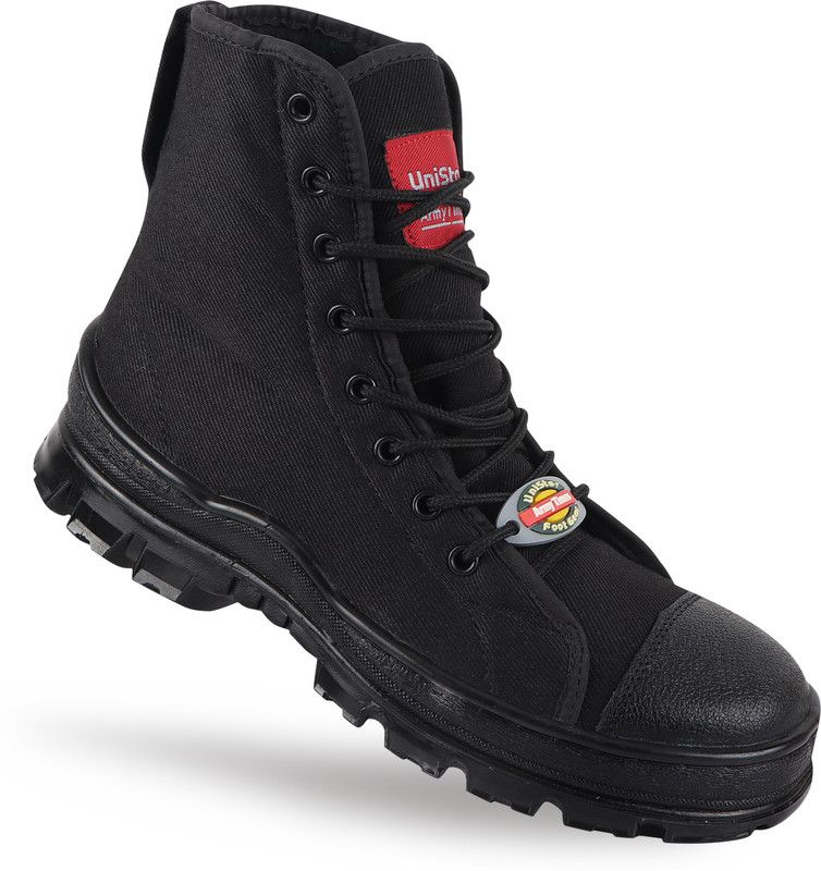 Jungle Boots- Oil Stain & Water Resistant- Light Weight Trekking Boots for Men Casuals For Men  (Black)