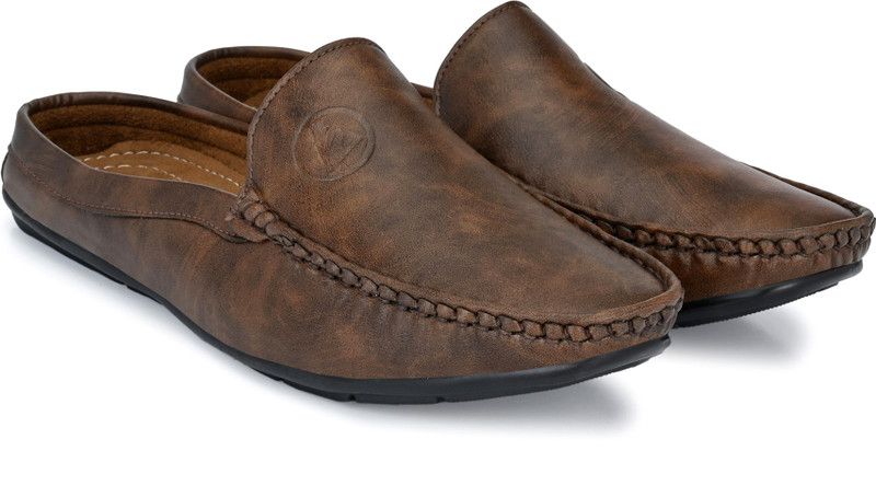Men Synthetic Leather Casual Brown Clogs Sandal