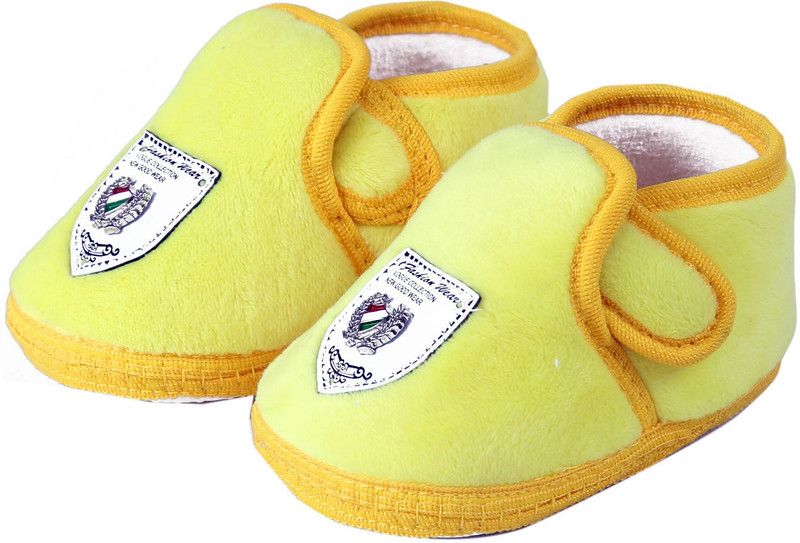VLS LIFESTYLE Velvet Plain Colour Booties  (Toe to Heel Length - 11 cm, LEMON)