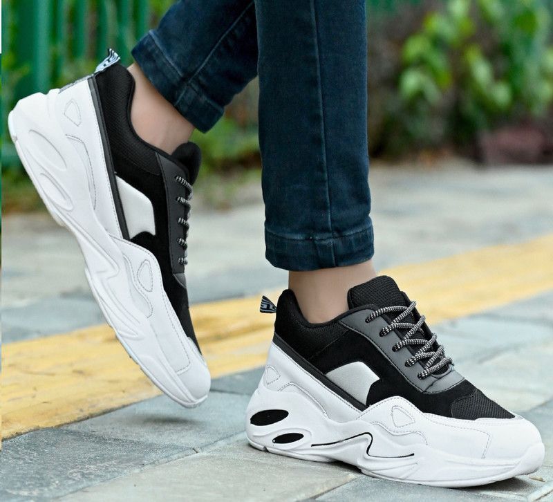 Running Shoes For Men  (Black, White)