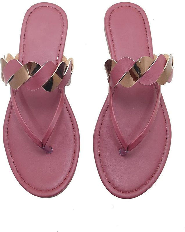 Women Trending Flat Sandals l Stylish Slipper For Women's l Girl's Outdoor,Party Wear Maroon Flats Sandal