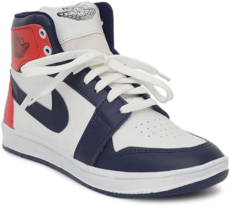 Bollero Men's Long AIR Series Sneakers for Casual Wear High Tops For Men  (Blue, Red)