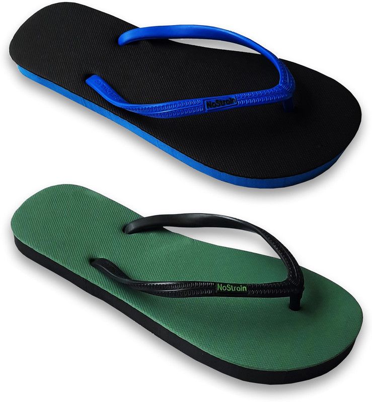 Women's Natural Rubber Flip-Flops Combo set (Pack of 2 -OliveGreen + BlackBlue) Flip Flops  (Olive, Black 3)
