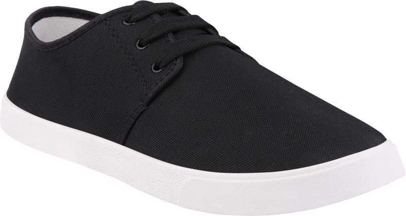 Men's Flat Black 001 Casual Sneakers Shoes (Loafers & Moccasins Shoes) Canvas Shoes For Men Canvas Shoes For Men  (Black)