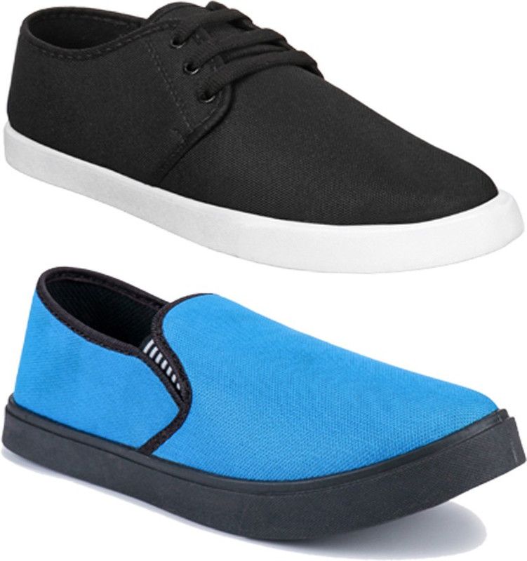 Combo Pack of 2 Casual Loafer Sneakers Shoes Canvas Shoes For Men  (Multicolor)