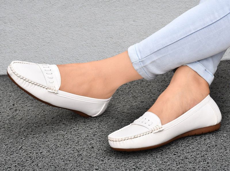 RB SHOES Latest Stylish Designer Loafer Loafers For Women  (White)