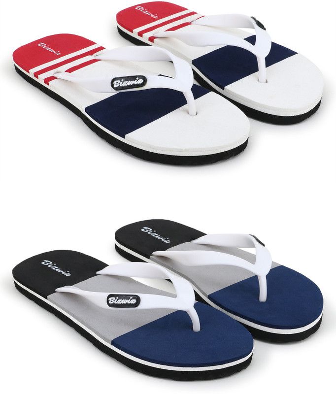 for Men Combo of 2 Slippers / Flip Flop Slippers  (White, Grey 10)