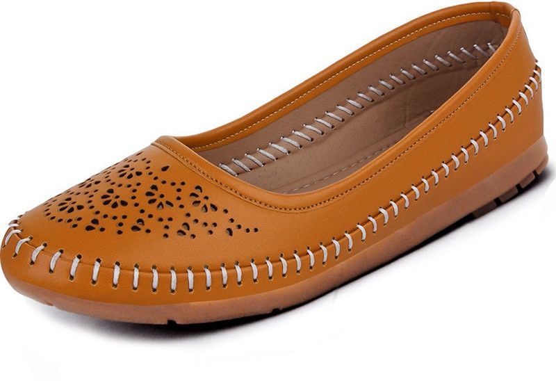 Stylish Laser Punch Casual Belly Bellies For Women  (Tan)