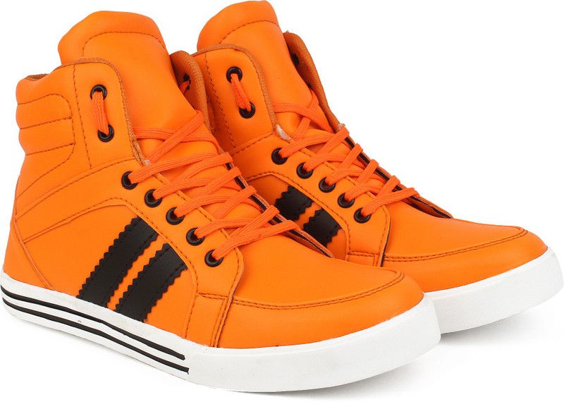 Sneakers For Men  (Black, Orange)