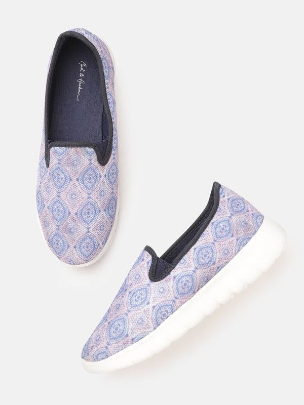 Mast Harbour Women Pink Blue Printed Slip-On Sneakers Slip On Sneakers For Women  (Pink)