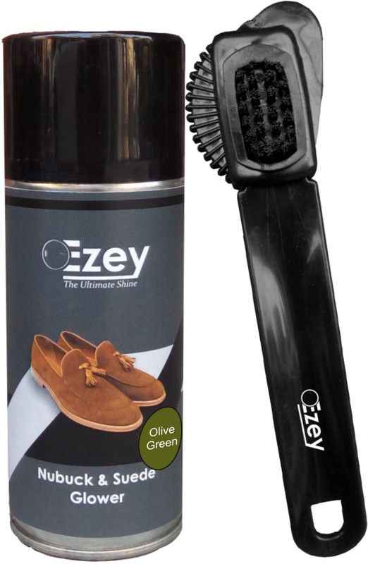 Ezey Nubuck & Suede Glower 150ml (Olive Green) With Nubuck & Suede Brush Cleaner  (Nubuck, Velour, Suede, Olive)
