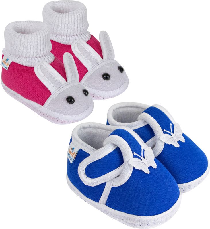 Neska Moda 12 To 18 Months Set of 2 Pair Cotton Baby Booties  (Toe to Heel Length - 14 cm, Rani, Blue)