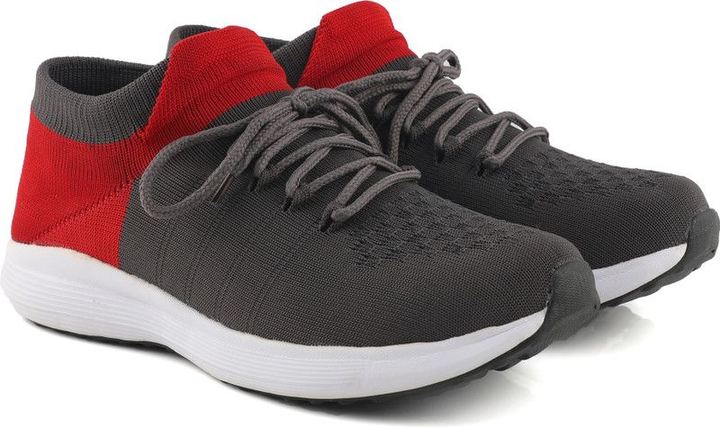 Airsocks Ultra Light Weight Sneakers Breathable Running Shoes Walking Shoes Running Shoes For Men  (Red, Grey)