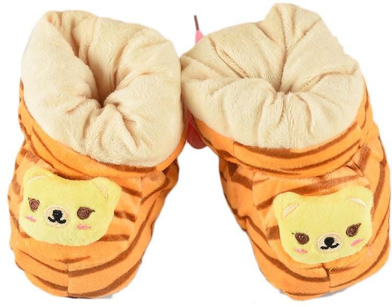 tiekart Funky Orange Flannel Booties Footwear for Baby Boys and Baby Girls Booties  (Toe to Heel Length - 17 cm, Orange)