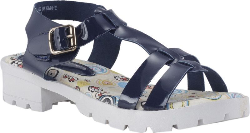 Velcro Peep Toes For Girls  (Light Blue)