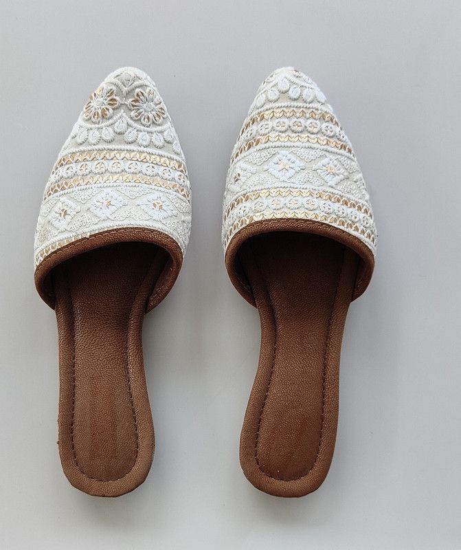 Selma Jutti Ethnic Mule For Women  (Off White)