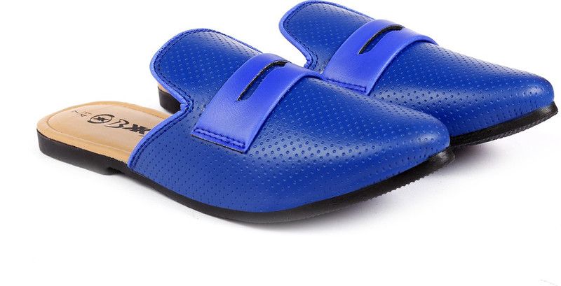 Men's Faux Leather Casual New Sryle Mules And Loafer Casuals For Men  (Blue)