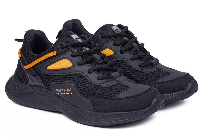 Seltos-13 sports shoes for men | Latest Stylish Casual sport shoes for men | running shoes for boys | Lace up black shoes for running, walking, gym, trekking, hiking & party Running Shoes For Men  (Black, Gold)