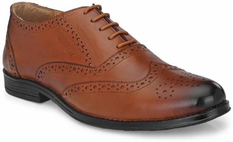 Elegant Men’s Premium Leather Formal Shoe Tan Color For Men  (Tan)