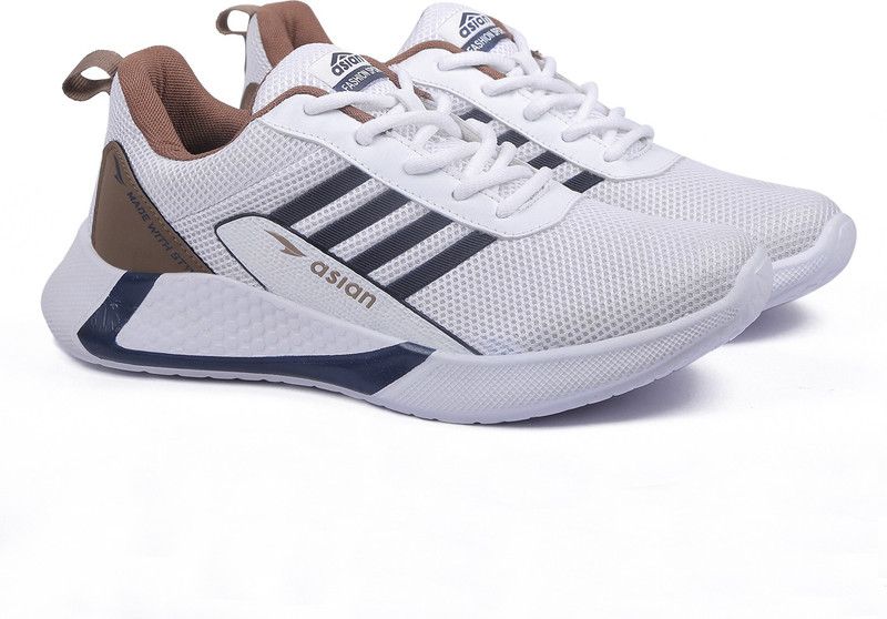 Bouncer-01 Running shoes for boys | sports shoes for men | Latest Stylish Casual sneakers for men | Lace up lightweight white shoes for running, walking, gym, trekking, hiking & party For Men  (White, Brown)