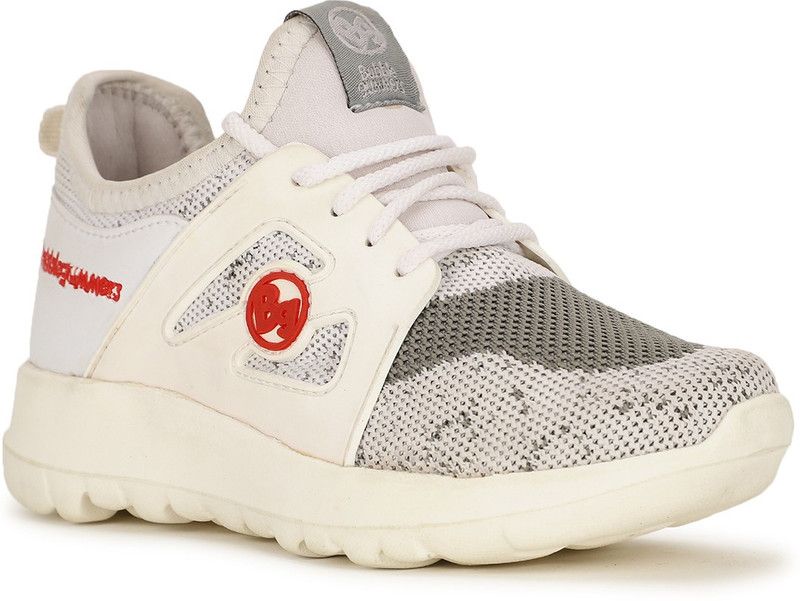Lace Running Shoes For Boys  (White)
