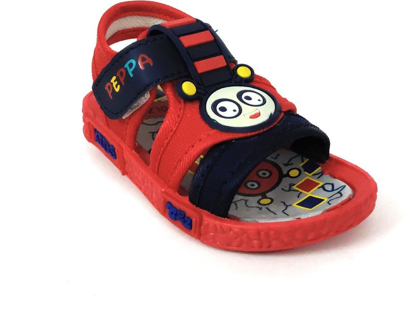 Velcro Strappy Sandals For Boys & Girls  (Red)