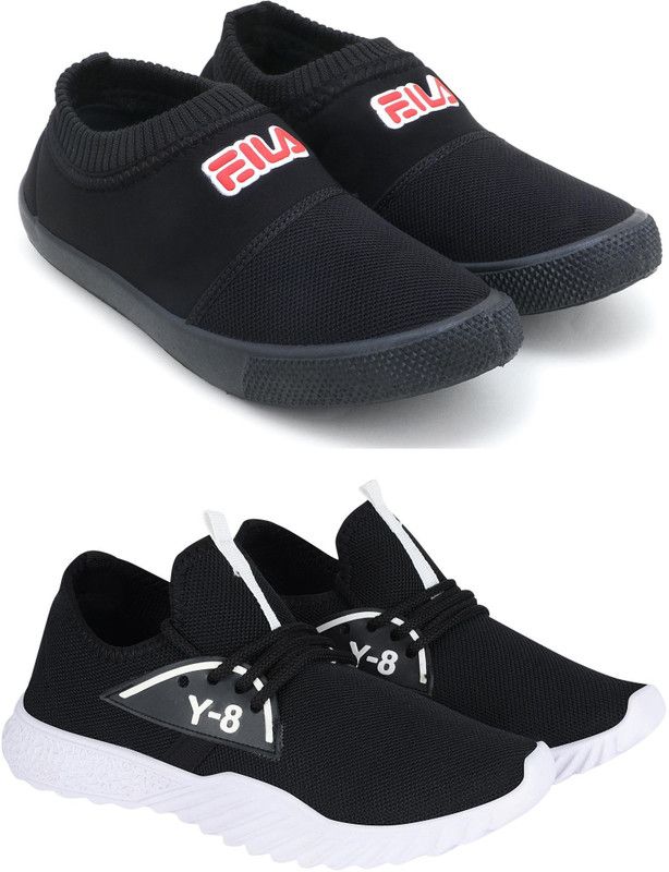 Stylish Comfortable & Affordable Casual cum Sports Combo of 2 Canvas Shoes For Men  (Black)