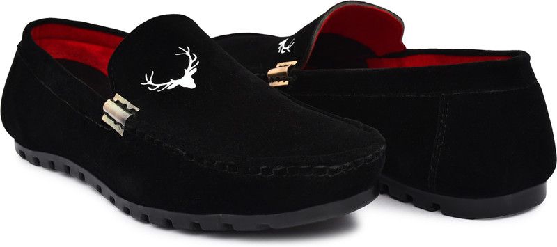 Black_Velvet Loafers For Men  (Black)