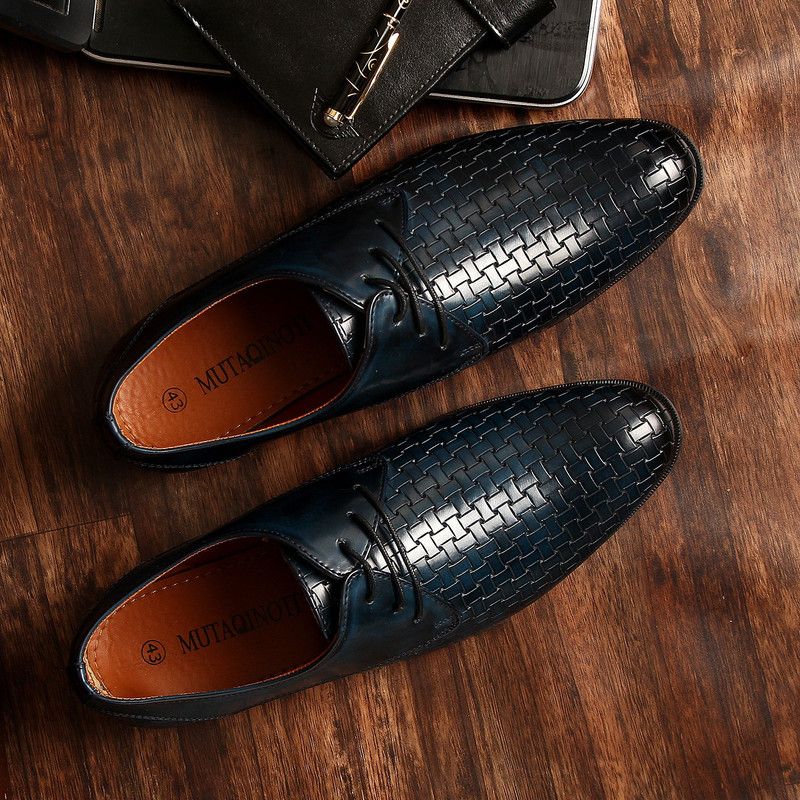 Men's Leather Lace up Formal Shoes party wear 6 UK (MQLXMTBU) Monk Strap For Men  (Navy)