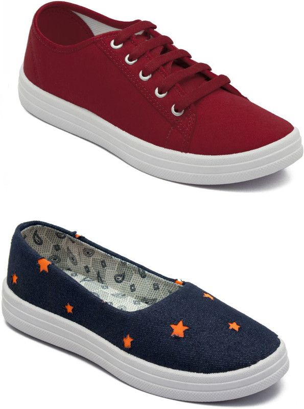 Casual shoes Canvas Shoes For Women  (Maroon, Blue)