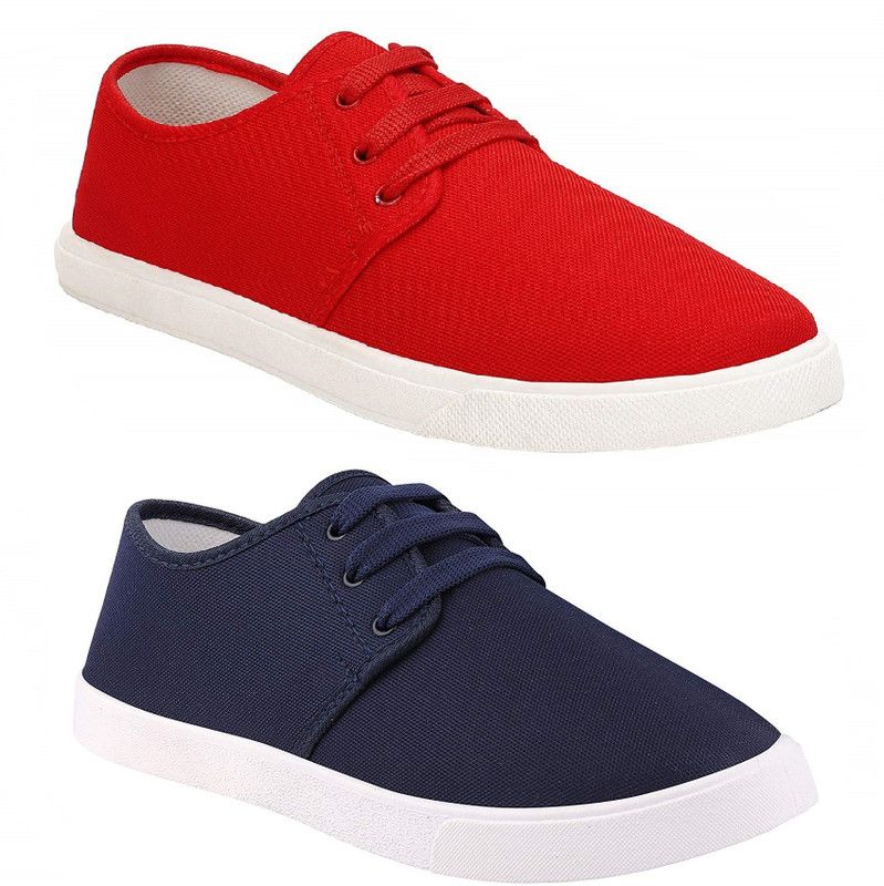 Combo Pack of 2 Sneakers. Sneakers For Men  (Red, Blue)