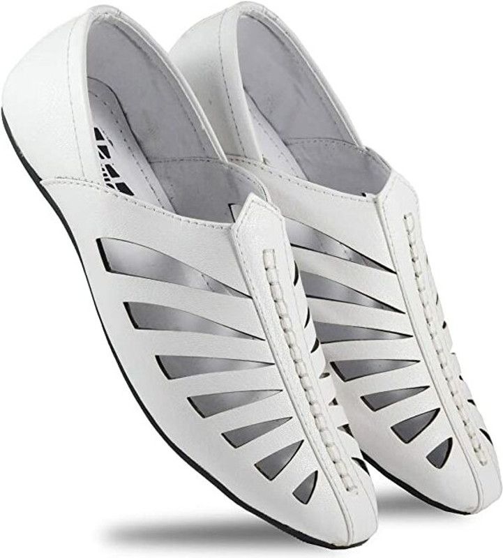 Men's Casual Nagra Jutti Mojaries Black/White for men Casuals For Men  (White)