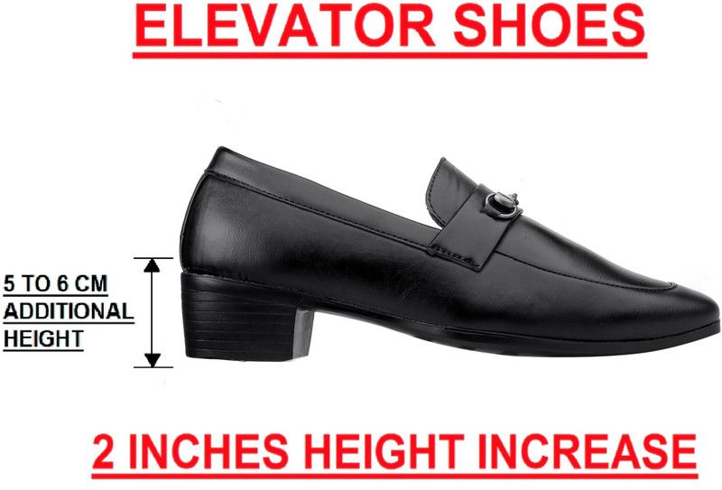 Men's Height Increasing Faux Leather Casual Mocassin Party Wear Shoes Party Wear For Men  (Black)