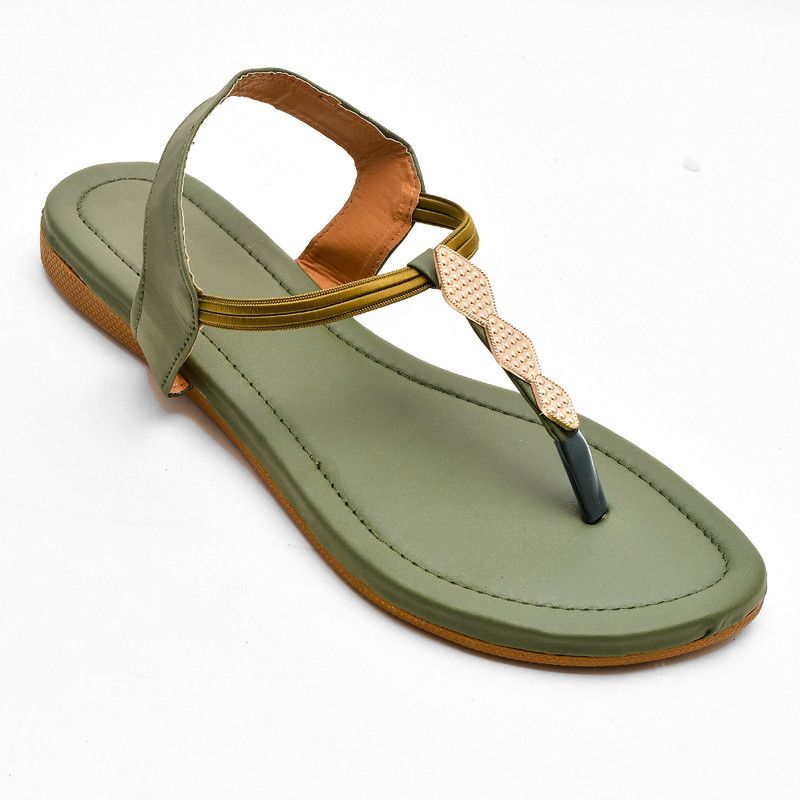 Women Green Flats Sandal