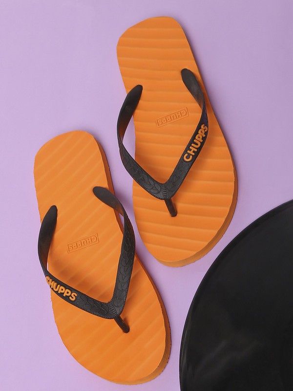 Men/Women BANANA LEAF|Ultra Lightweight Flip Flops  (Orange 8)