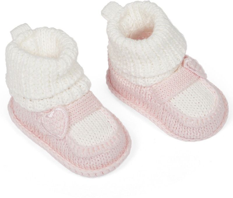 Baby Moo Sweetheart Newborn Crochet Socks Booties - Pink Booties  (Toe to Heel Length - 10 cm, Pink)